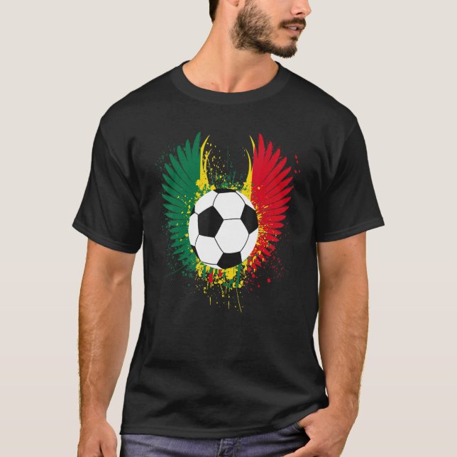 Ghana Flag Soccer Football Wings Ghanaian Football T-Shirt (Front)