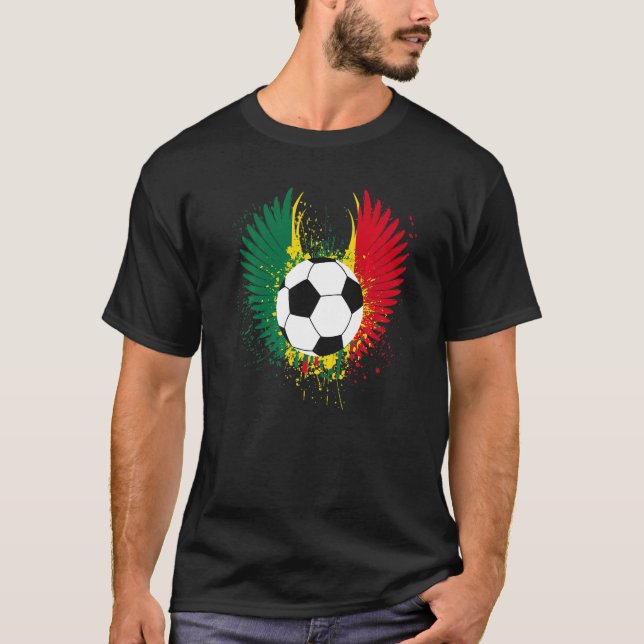 Ghana Flag Soccer Football Wings Ghanaian Football T-Shirt (Front)
