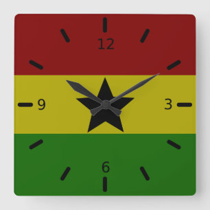 Ghana flag square wall clock