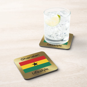 Ghana Flag+Text Coaster