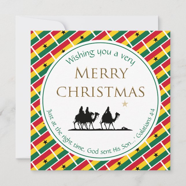 GHANA FLAG Three Wise Men GHANAIAN Christmas Holiday Card (Front)