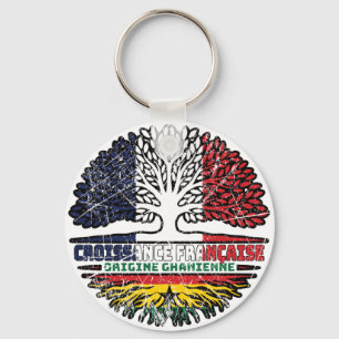 Ghana Ghanaian French France Tree Roots Flag Key Ring