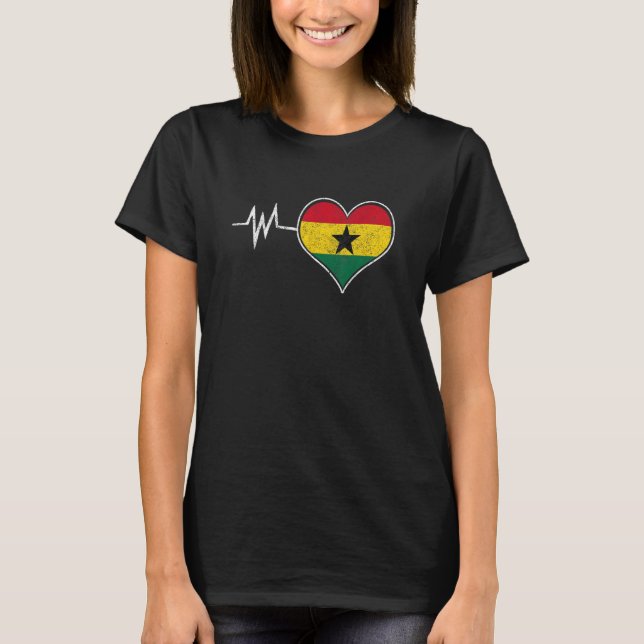 Ghana Ghanaian Heart Love Proud Melanin Flag 2 T-Shirt (Front)