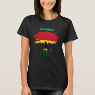 Ghana Ghanaian Heart Love Proud Melanin Flag Tree T-Shirt