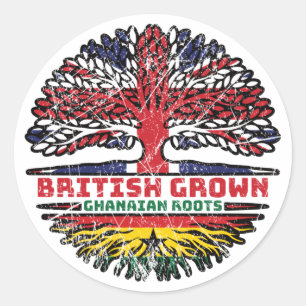 Ghana Ghanaian Uk United Kingdom British Tree Classic Round Sticker