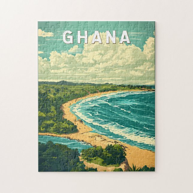 Ghana Illustration Travel Art Vintage Jigsaw Puzzle (Vertical)