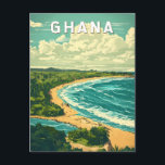 Ghana Illustration Travel Art Vintage Postcard<br><div class="desc">Ghana retro vector travel design. Ghana offers a rich cultural heritage,  historic landmarks,  and diverse natural beauty,  from the bustling streets of Accra to the canopy walkways of Kakum and historic forts of Cape Coast.</div>