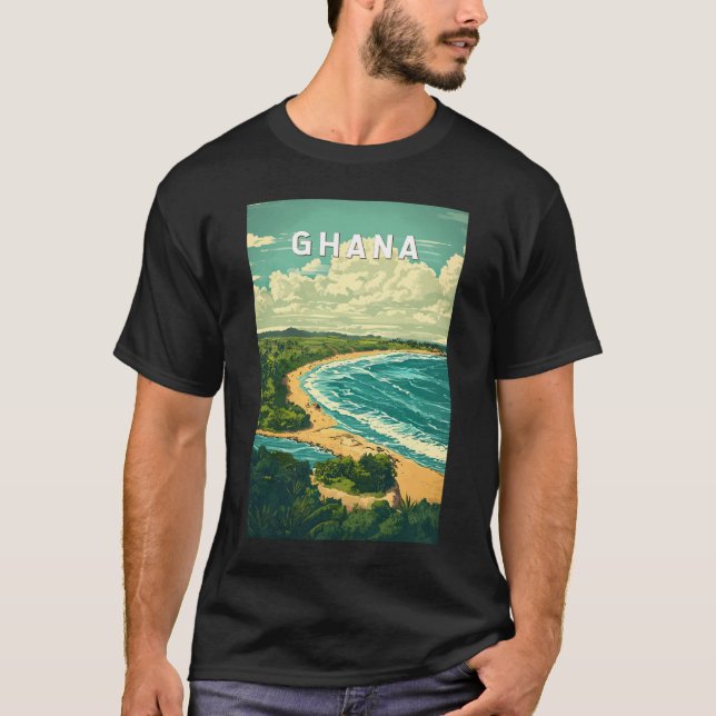 Ghana Illustration Travel Art Vintage T-Shirt (Front)
