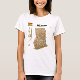 Ghana Map + Flag + Title T-Shirt