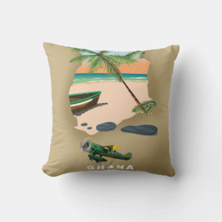 Ghana map illustrated travel poster. cushion