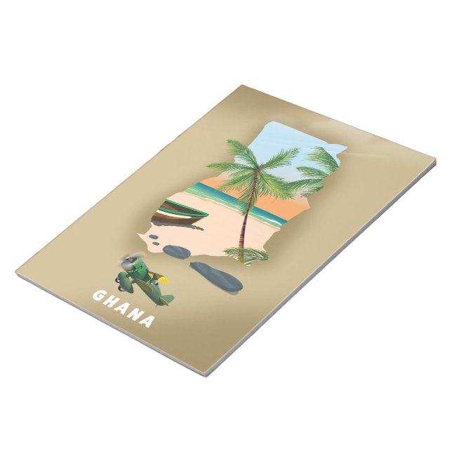 Ghana map illustrated travel poster. notepad (Angled)