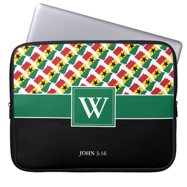 GHANA Monogram Christian GREEN Laptop Laptop Sleeve (Front)