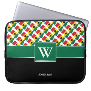GHANA Monogram Christian GREEN Laptop Sleeve