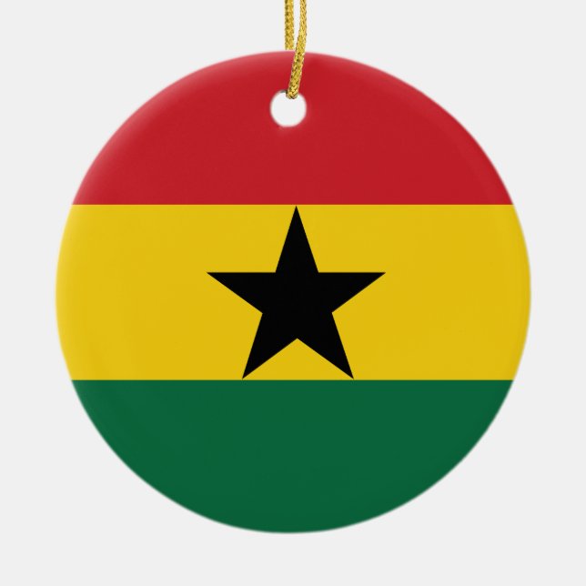 Ghana Plain Flag Ceramic Tree Decoration (Front)