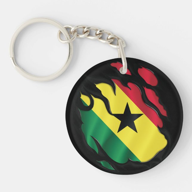 Ghana Ripped Flag Key Ring (Front)