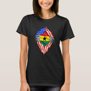 Ghana Roots Usa Flag Patriotic Super Ghanaian Heri T-Shirt
