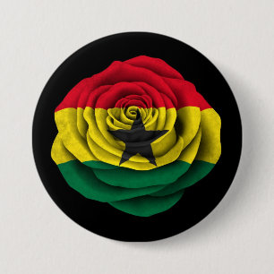 Ghana Rose Flag on Black 7.5 Cm Round Badge