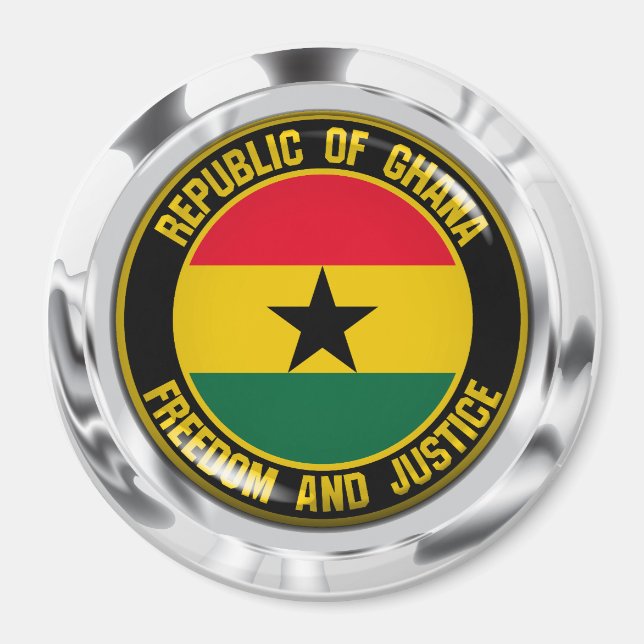Ghana Round Emblem Magnet (Front)