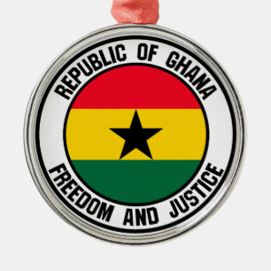 Ghana Round Emblem Metal Tree Decoration