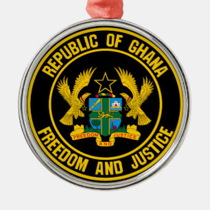 Ghana Round Emblem Metal Tree Decoration