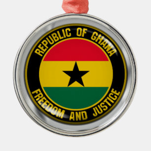 Ghana Round Emblem Metal Tree Decoration