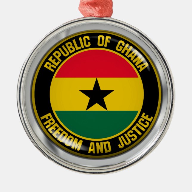 Ghana Round Emblem Metal Tree Decoration (Front)