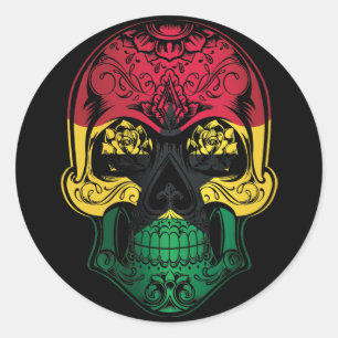 Ghana Skull And Roses Flag Classic Round Sticker