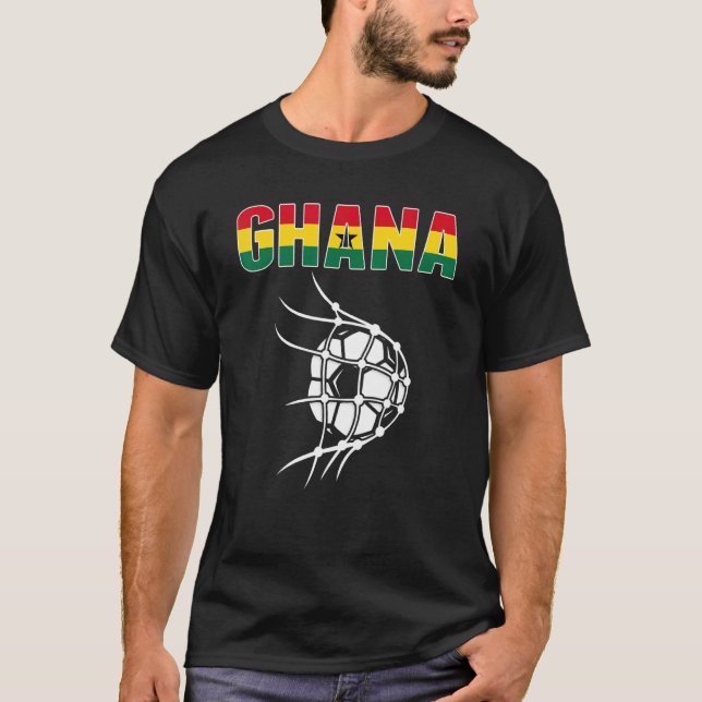 Ghana Soccer Ball In Net Goal Support Ghanian Foot T-Shirt (Front)