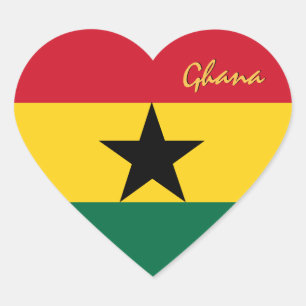 Ghana Sticker, Heart, Patriotic Ghanaian Flag Heart Sticker