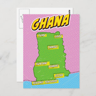 Ghana Travel map Postcard