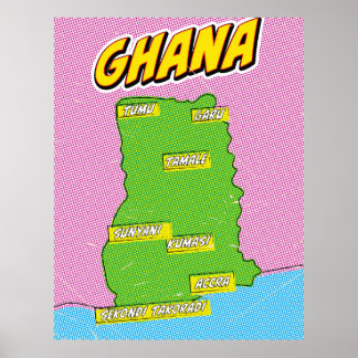 Ghana Travel map Poster