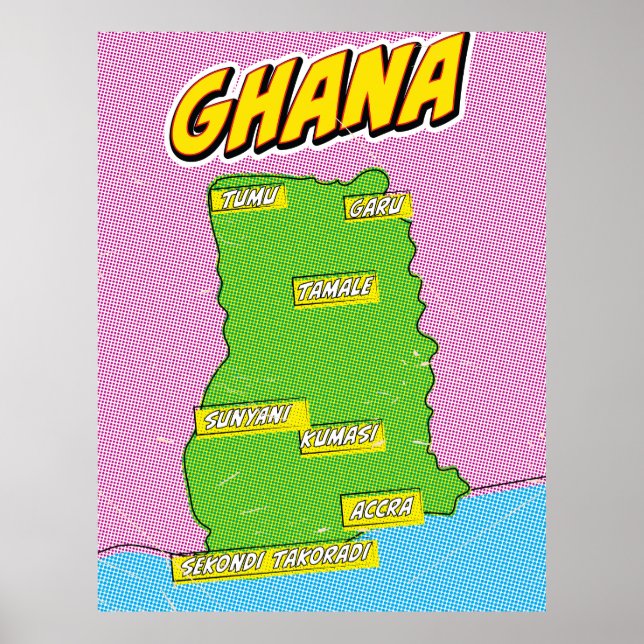 Ghana Travel map Poster (Front)