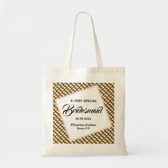 GHANA Wedding Christian Scripture Bridesmaid Tote Bag (Front)