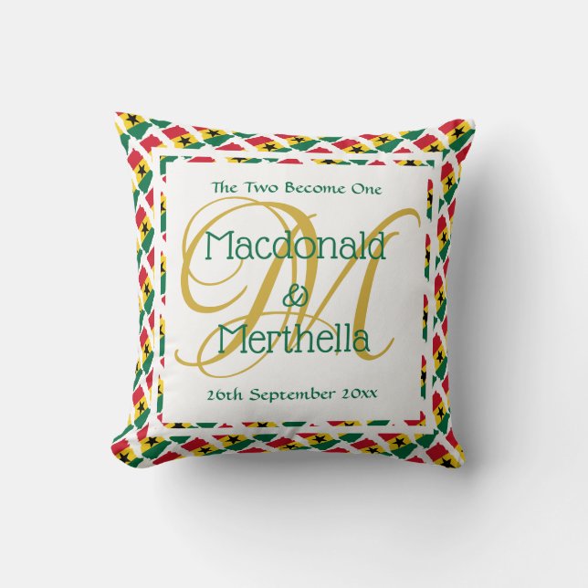 GHANA WEDDING KEEPSAKE Two Become One Custom Cushion (Front)