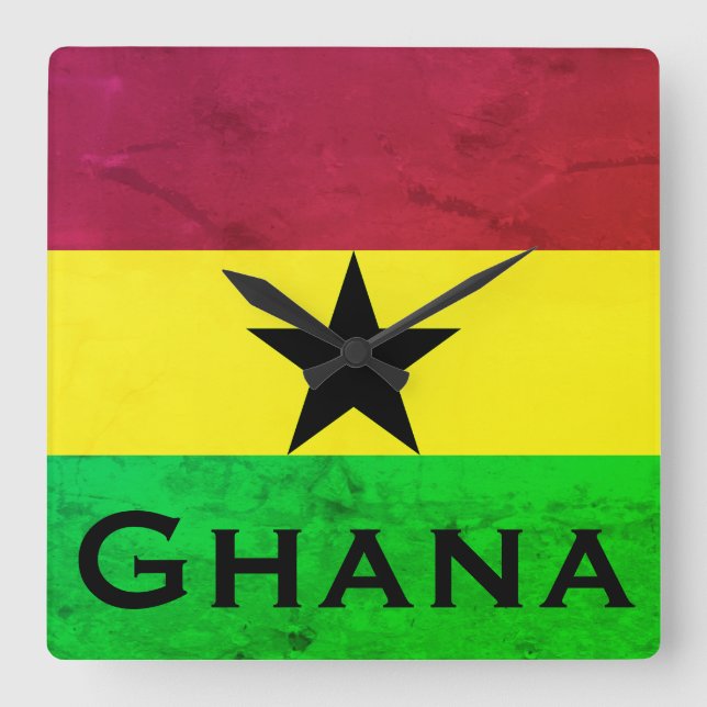 Ghana (West Africa) Flag Square Wall Clock (Front)