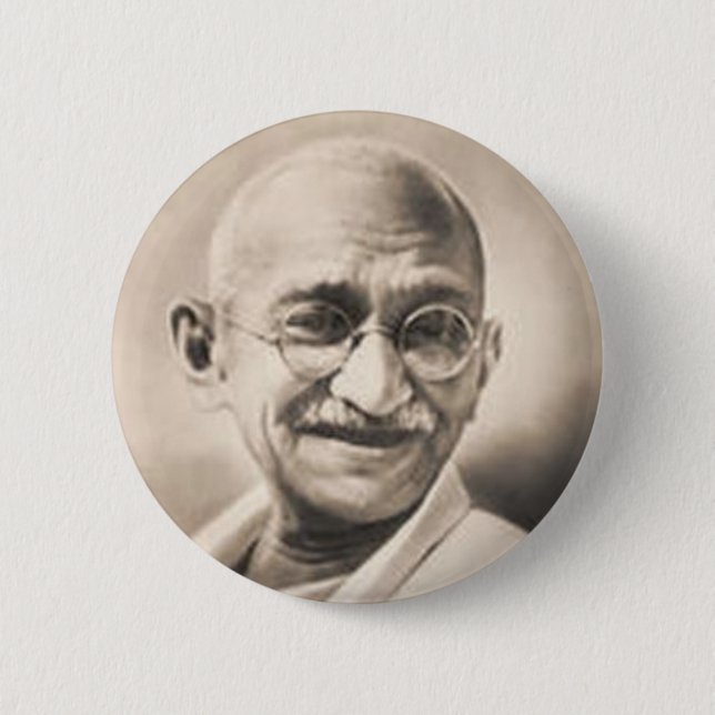 Ghandi 6 Cm Round Badge (Front)