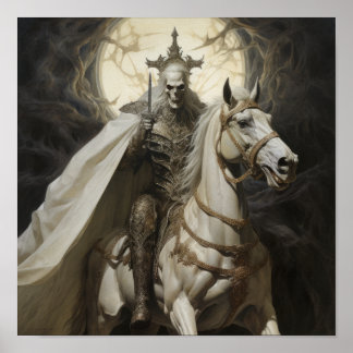 Ghastly Horseman - Undead Knight on a Pale White H Poster