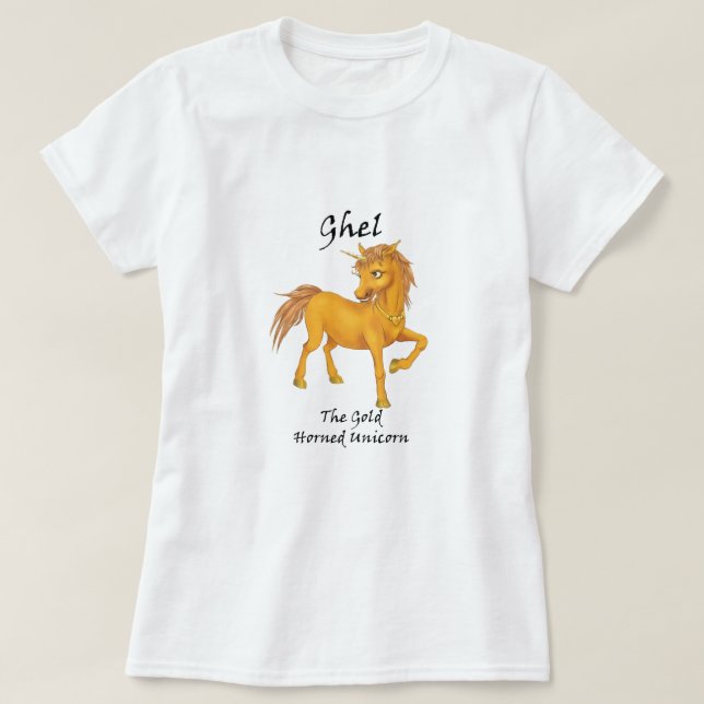 Ghel The Gold-Horned Unicorn Tee-Shirt T-Shirt (Design Front)