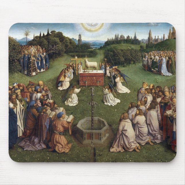 Ghent Altarpiece(detail), Van Eyck Brothers Mouse Mat (Front)