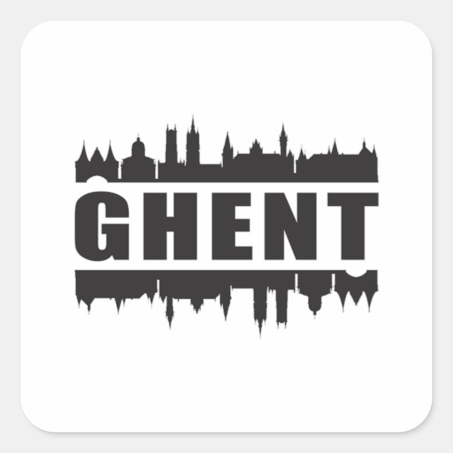 Ghent Belgium City Skyline Cityscape Travel Gift Square Sticker (Front)