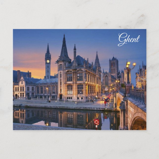 Ghent Belgium Cityscape Travel Photo Postcard (Front)