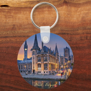 Ghent, Belgium setting sun Key Ring