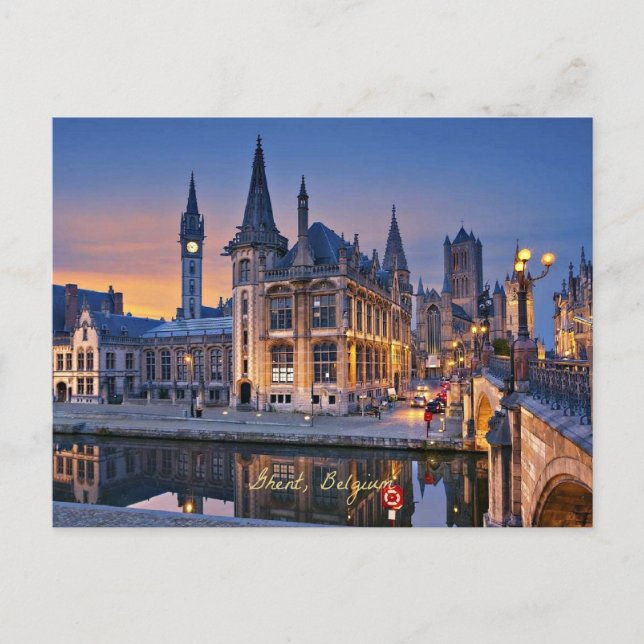 Ghent, Belgium setting sun Postcard (Front)