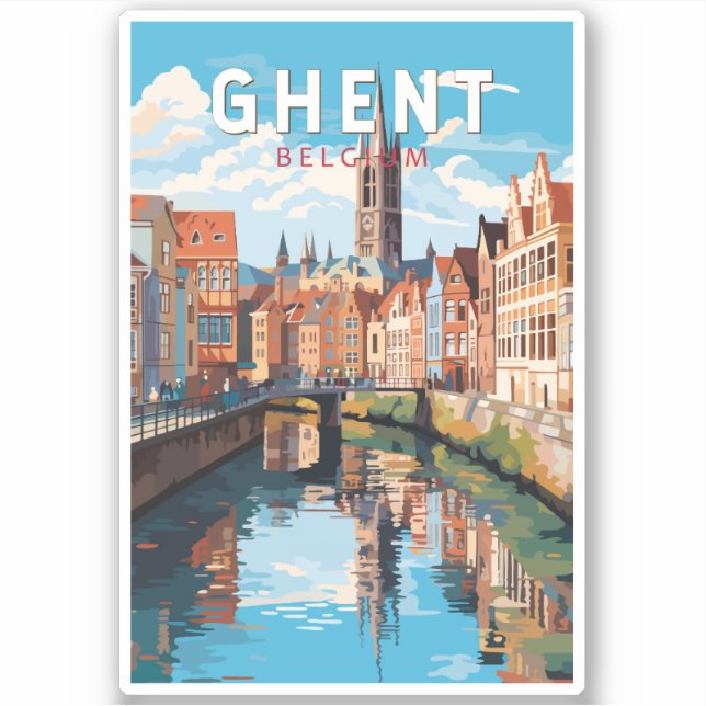Ghent Belgium Travel Art Vintage (Front)