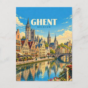Ghent Belgium Vintage Travel Art Postcard