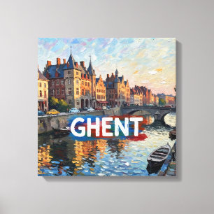 Ghent Canal Reflections Skyline Canvas Art