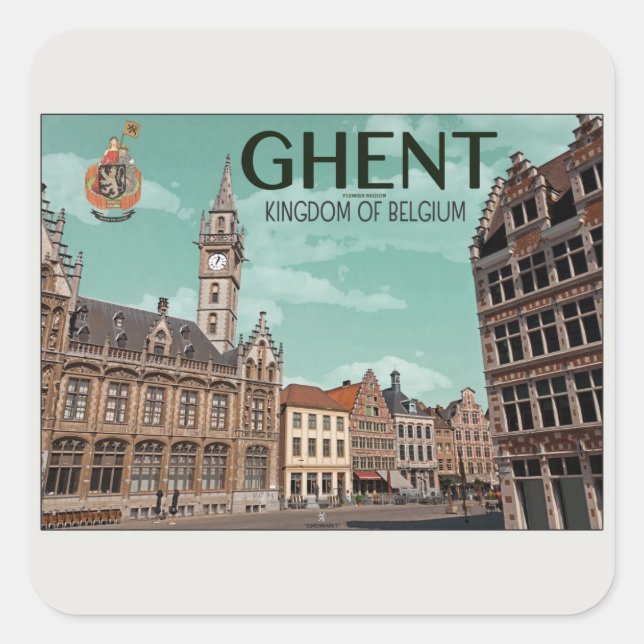 Ghent - Korenmarkt Square Sticker (Front)