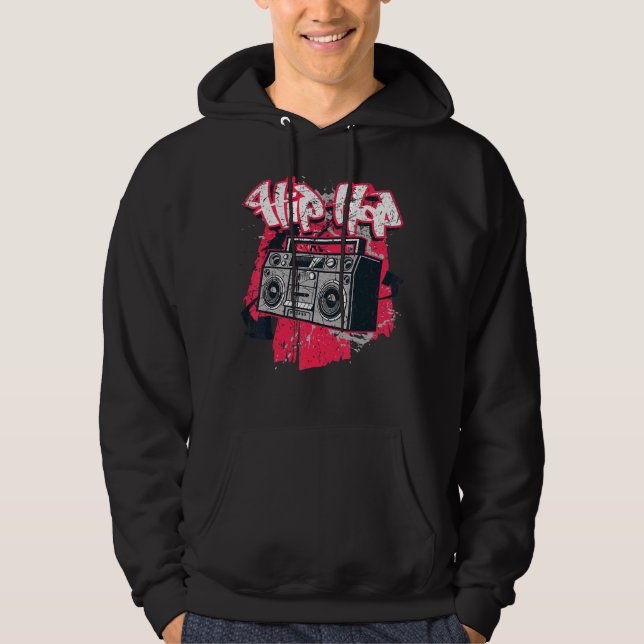 Ghetto Blaster 80's 90's Party Hip Hip Rap R&b Vin Hoodie (Front)