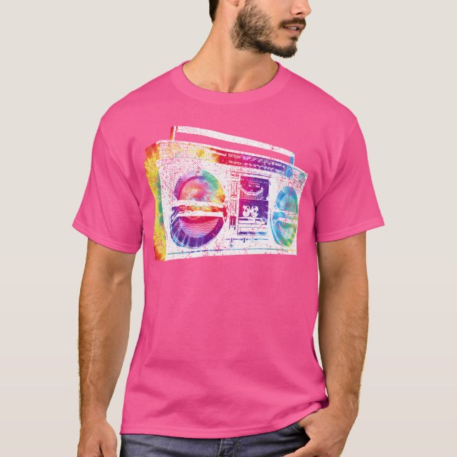 Ghetto Blaster Boombox Radio Hip Hop Music Tie Dye T-Shirt (Front)