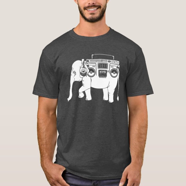 Ghetto Blaster Elephant retro T-Shirt (Front)